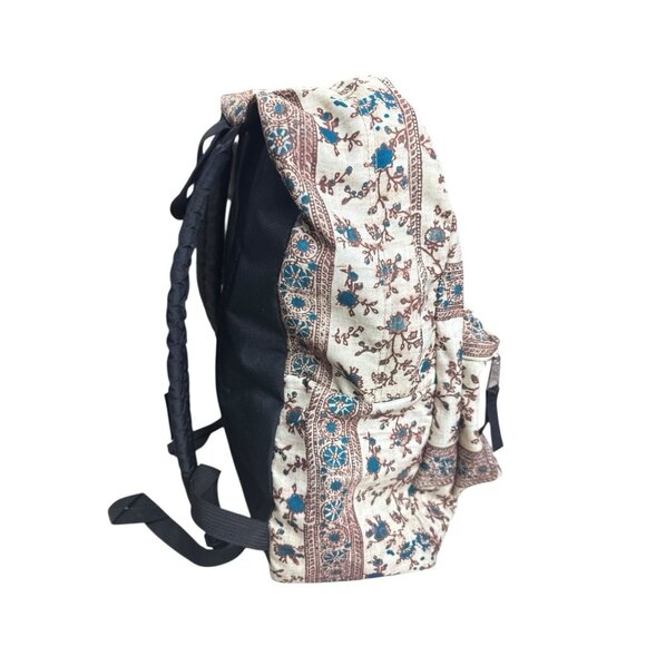 Vintage JanSport Brown Green Backpack: Floral Print. 2 Zippers. 16'x11.5'x5.5' - Picture 4 of 11